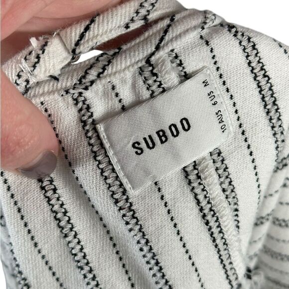 SUBOO White & Baby Blue Striped Fringe Trim Boho Tank Top - Picture 7 of 7